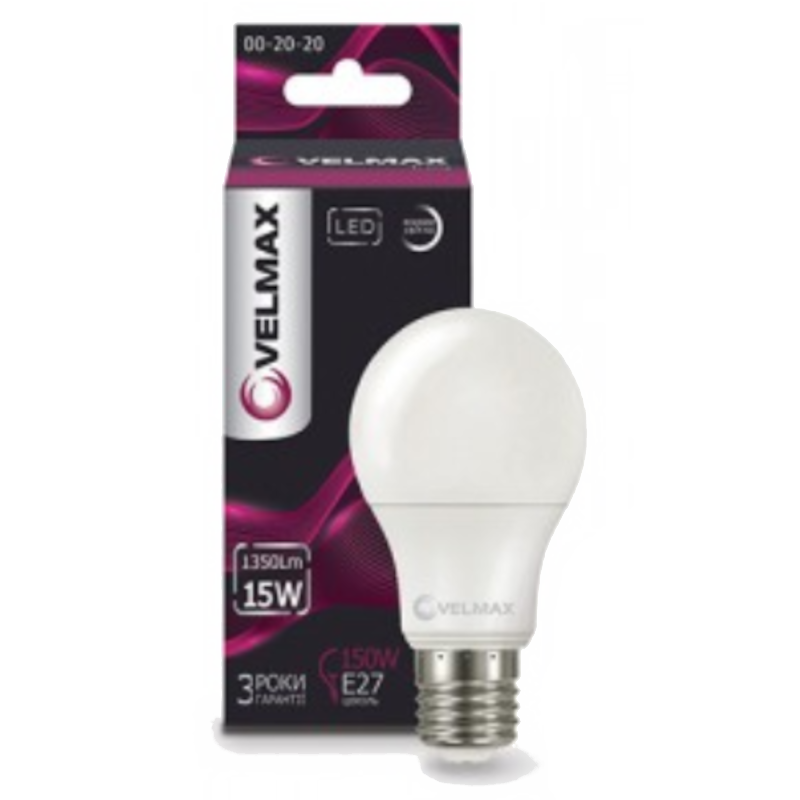 Лампа світлодіодна Velmax A70, 15Вт, E27, 4100К (4823051539314)